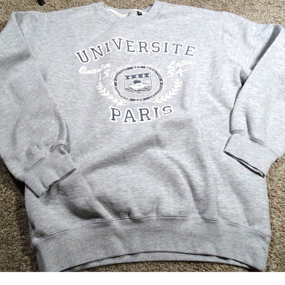 2016 Universite Paris Sorbonne Crewneck Sweatshirt XL Gray French Collegiate